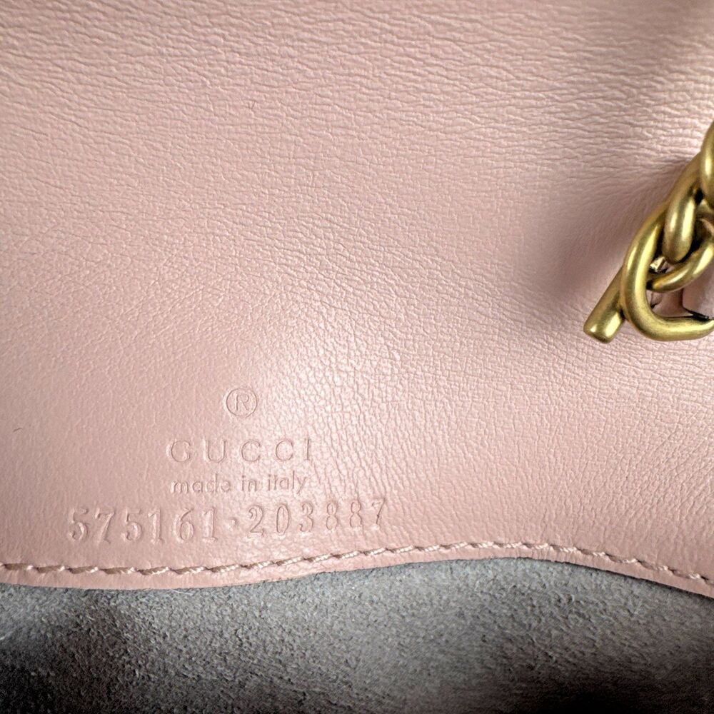Gucci GG Marmont Super Mini Bag Wristlet Dusty Pink Matelasse Leather - Picture 6 of 16